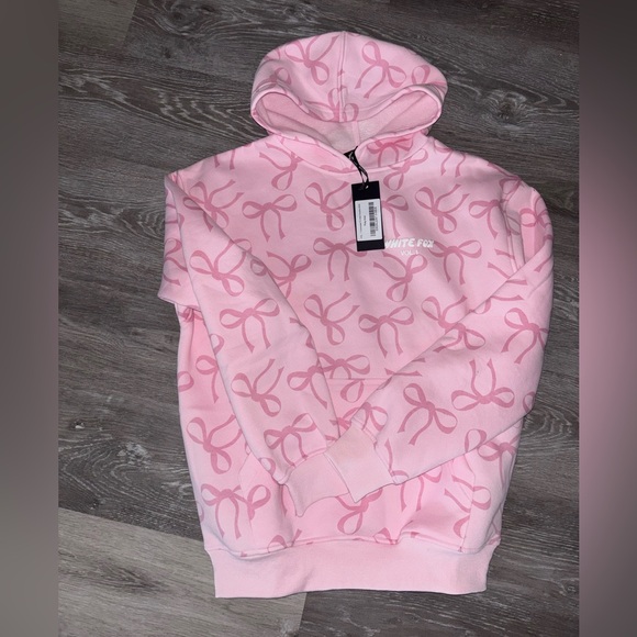 White Fox Boutique Tops - White Fox Boutique Pink Bow Hoodie